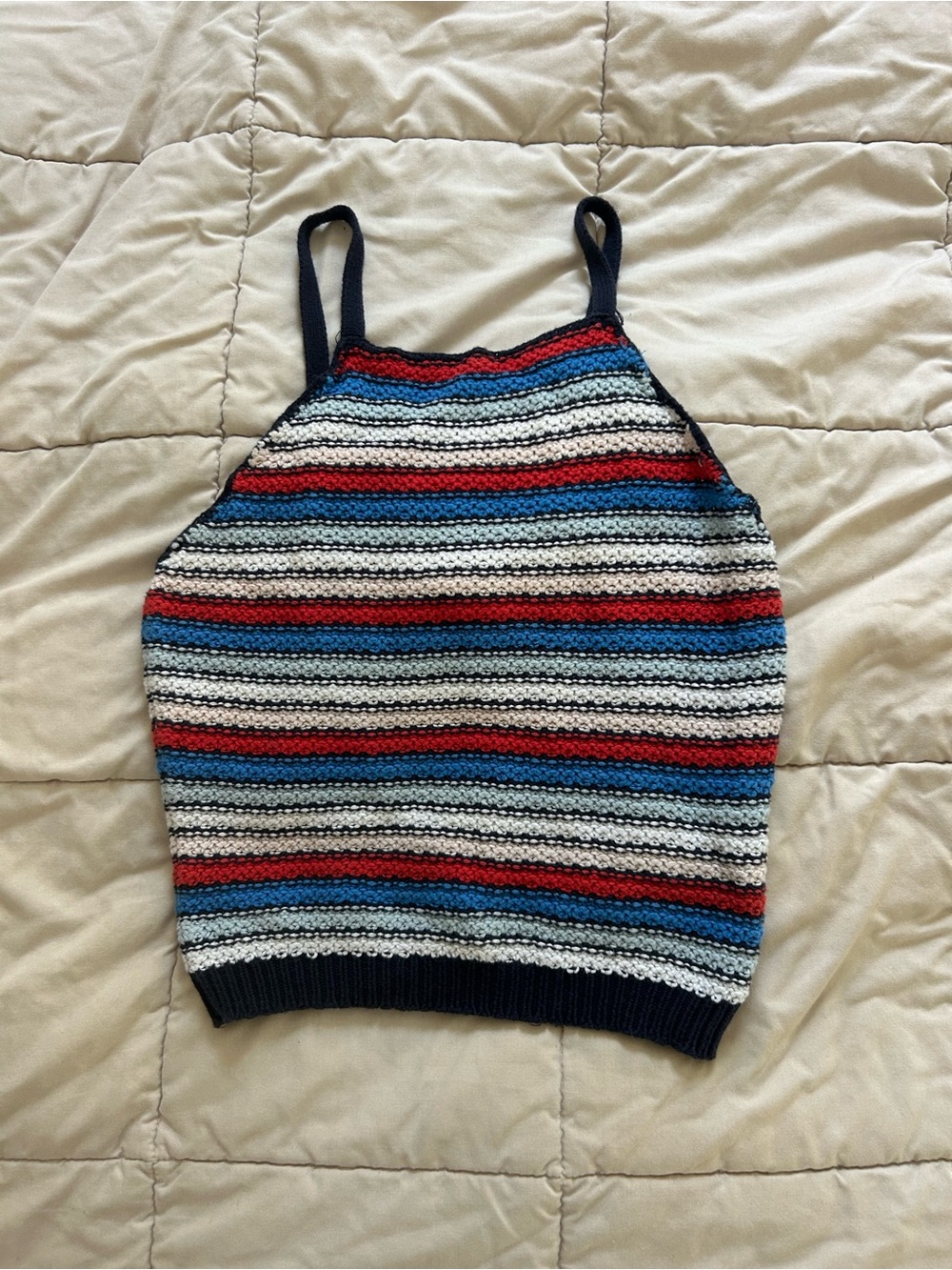 Forever 21 Striped Knit Tank - Red, Blue & White